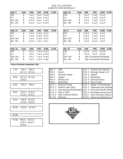 2026 Fall Soccer Schedule 
