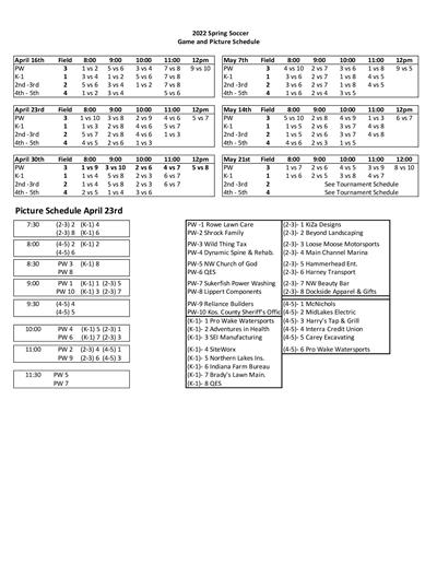 2022 Spring Soccer Schedule